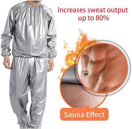 Unlock Your Fitness Potential with the 2 Piece Unisex Neoprene Sauna Workout Burning Fat Weight Loss Sweat Suit Silver