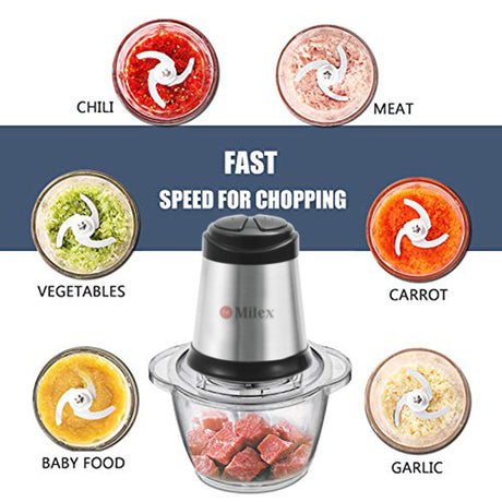 Milex Electric Vegetable Chopper – High-Power Food Dicer &amp; Mincer with Stainless Steel Blades