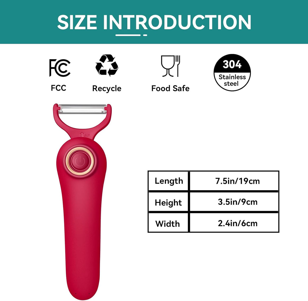 Milex Red Electric Handheld Peeler – Automatic Fruit & Vegetable Skin Remover