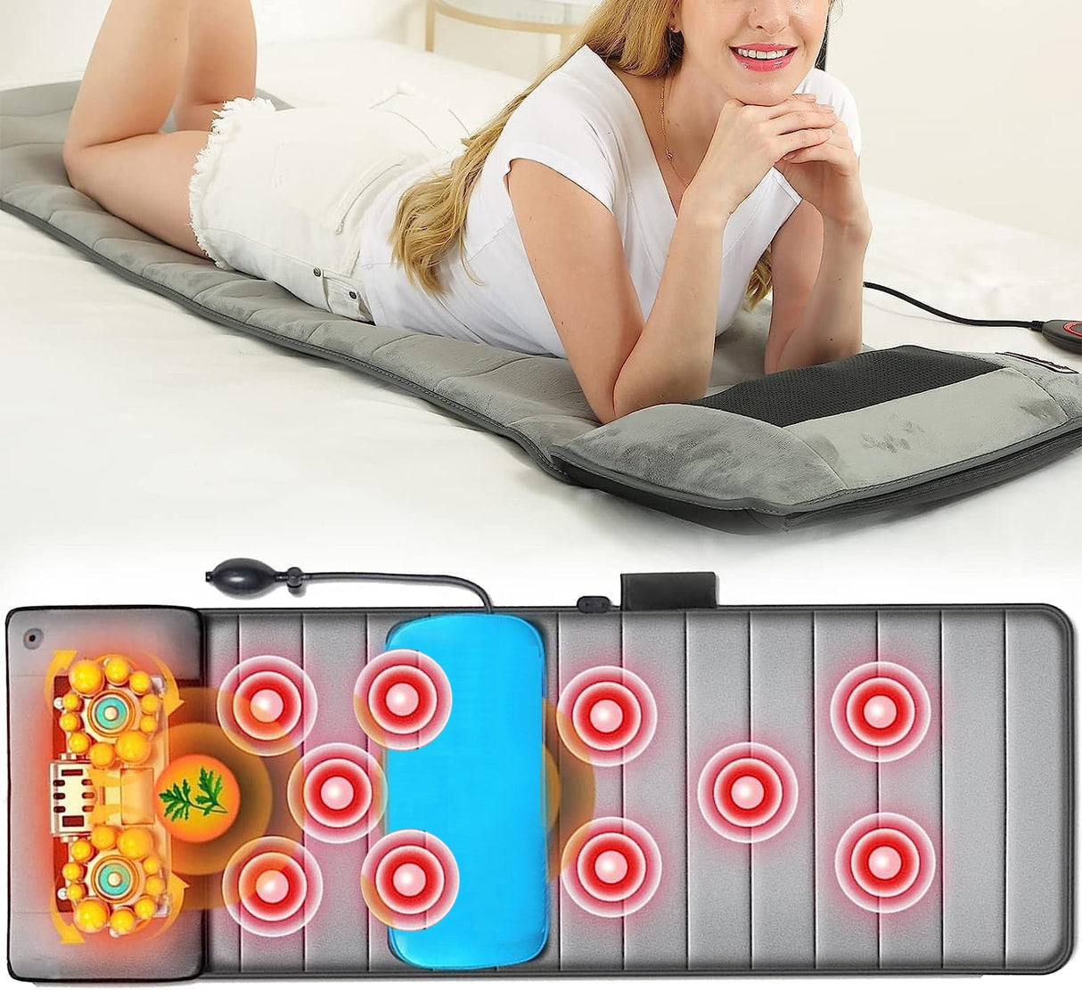 Doctor Pillow Supreme Therapeutic Air Stretcher Massage Mat with Lumbar Support