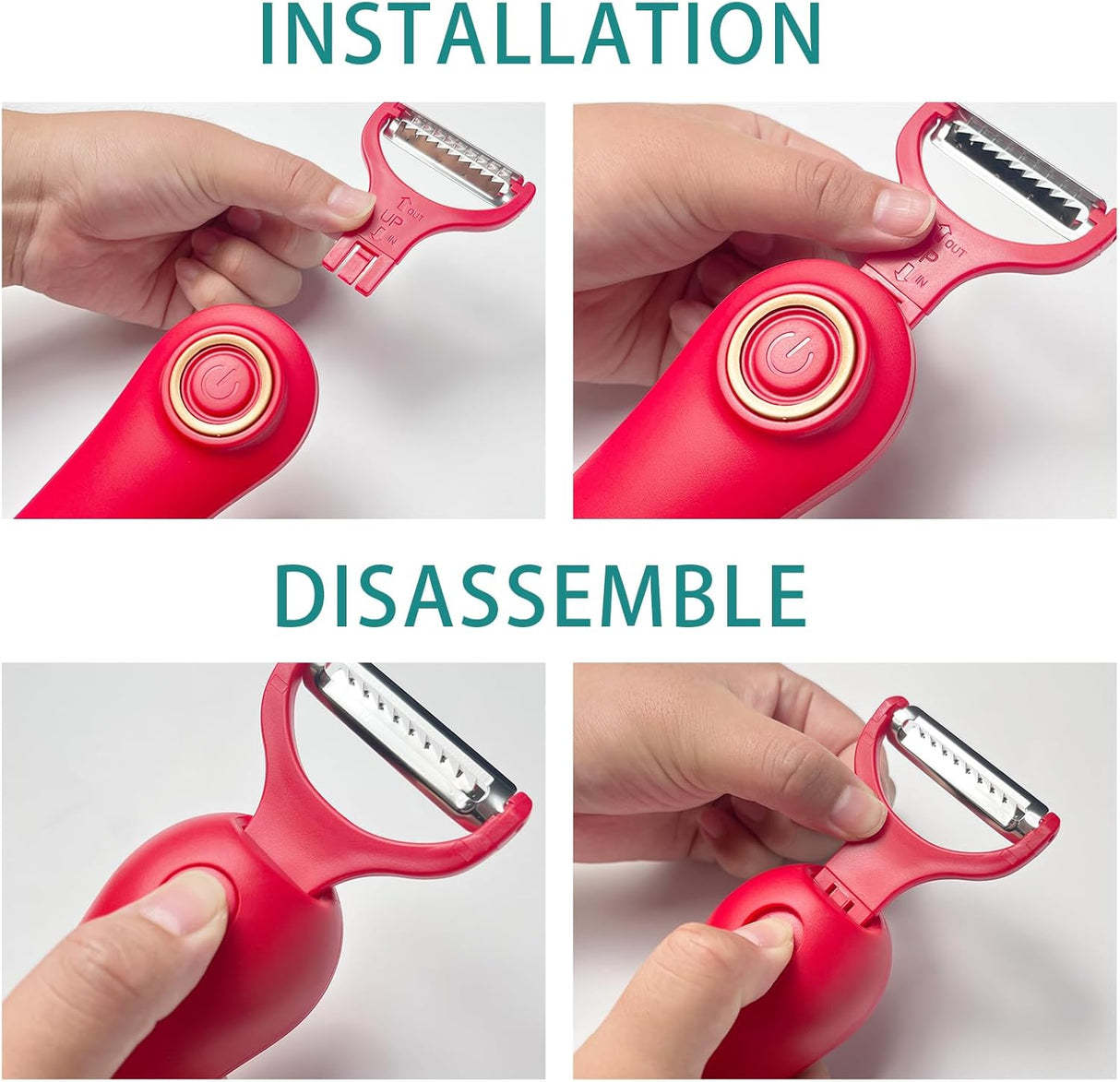 Milex Red Electric Handheld Peeler – Automatic Fruit & Vegetable Skin Remover