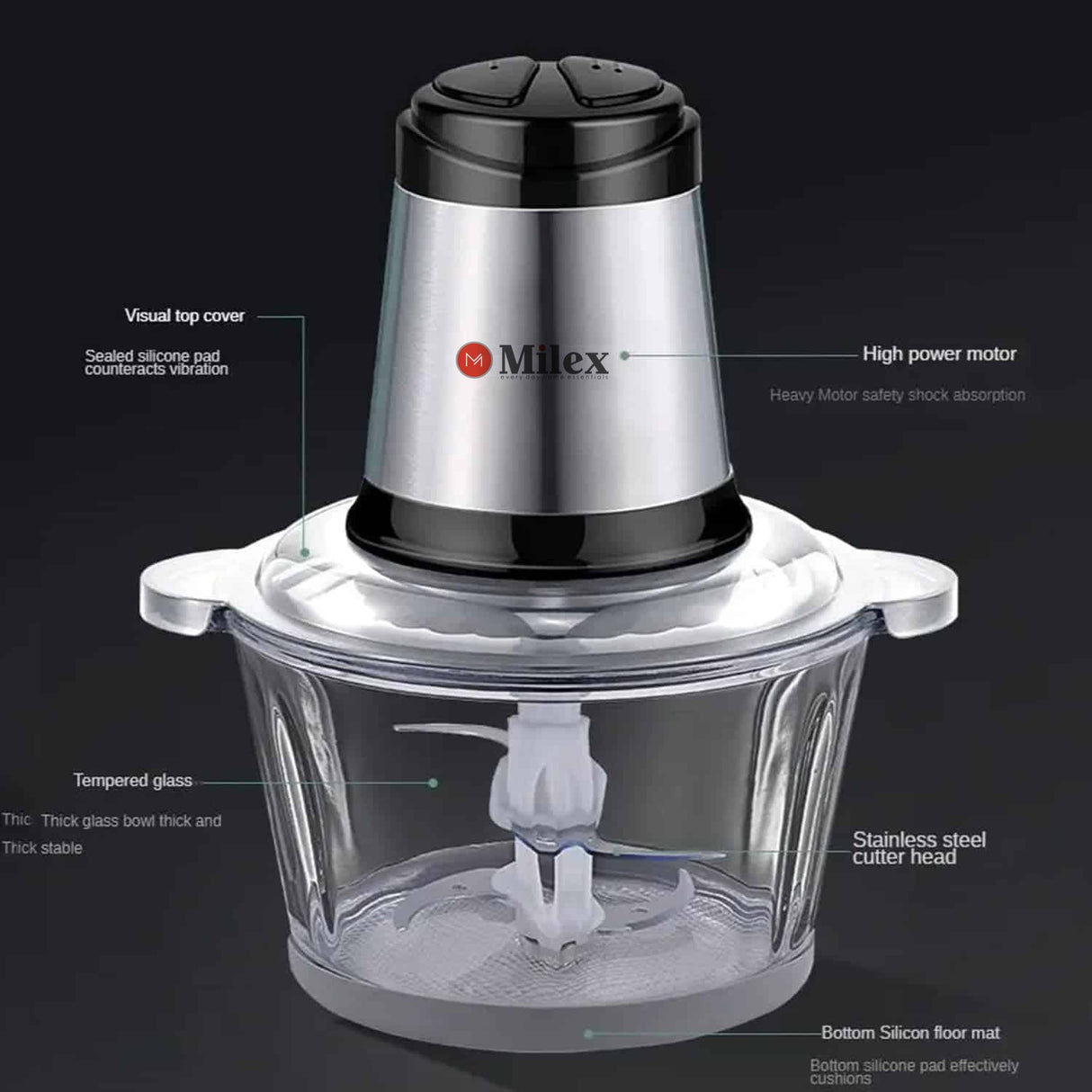 Milex Electric Vegetable Chopper – High-Power Food Dicer &amp; Mincer with Stainless Steel Blades