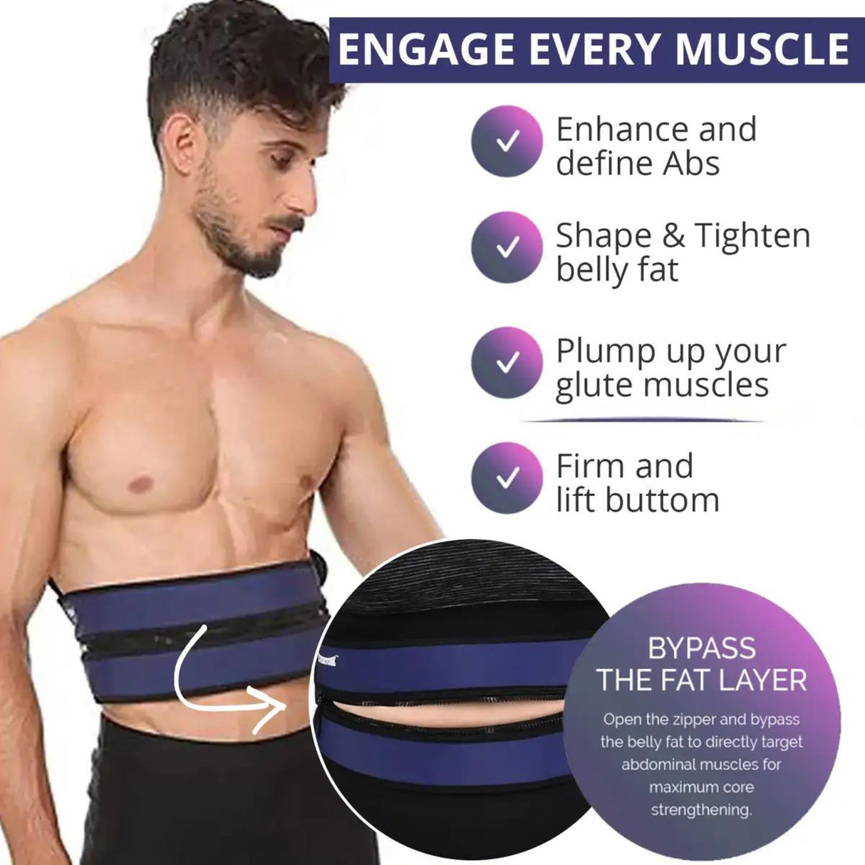 Men's Zip & Tone Belt – Sculpt, Tone, and Firm Abs & Glutes