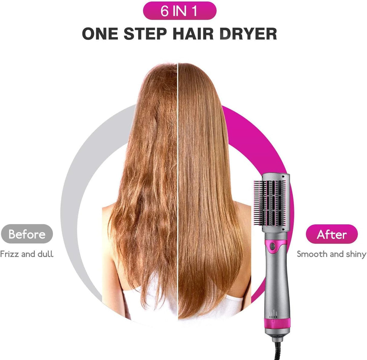 6-in-1 Detachable Hair Dryer Brush, Volumizer and Styler