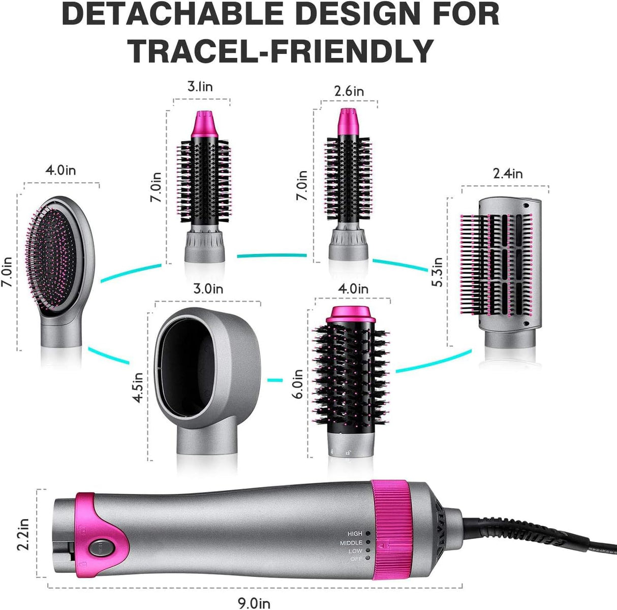 6-in-1 Detachable Hair Dryer Brush, Volumizer and Styler