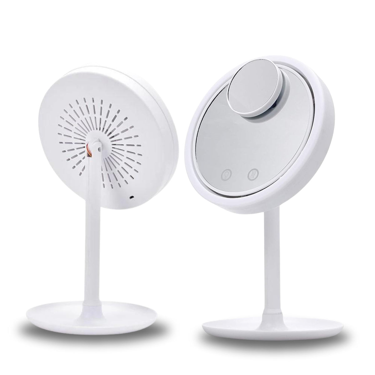 Mini Fan Morror CoolAire Mirror – LED-Lit Makeup Mirror with Built-In Cooling Fan ...