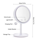 CoolAire Mirror – LED-Lit Makeup Mirror with Built-In Cooling Fan