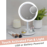 CoolAire Mirror – LED-Lit Makeup Mirror with Built-In Cooling Fan