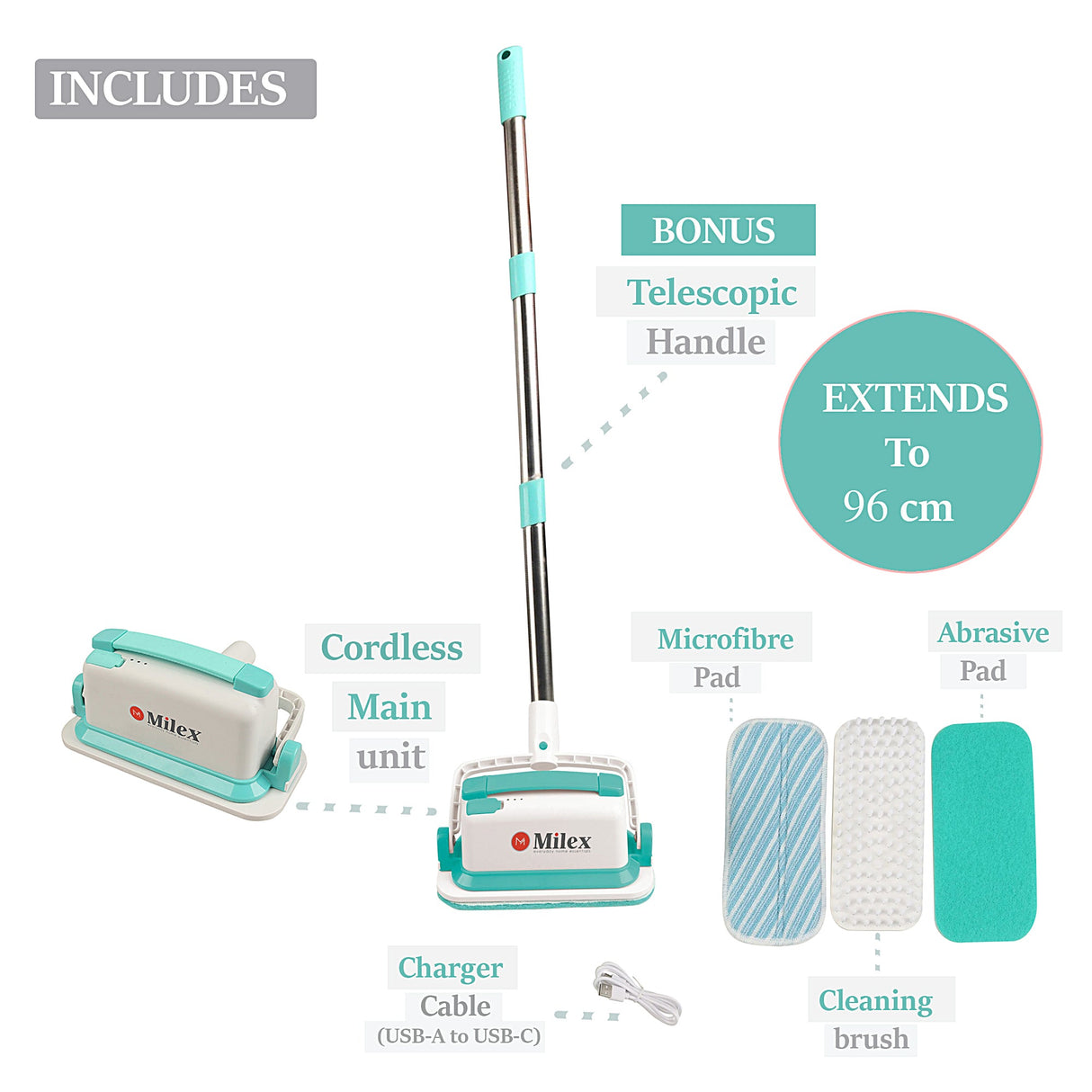 GoScrubber Electric Spin Scrubber – Cordless Cleaning Brush with Extendable Handle