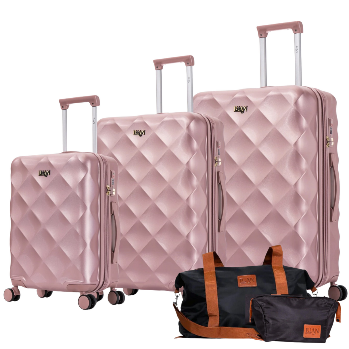 Luan-Paris 5-Piece Luggage Set - 3 Spinner Luggages, a Weekender and a Toiletry Bag