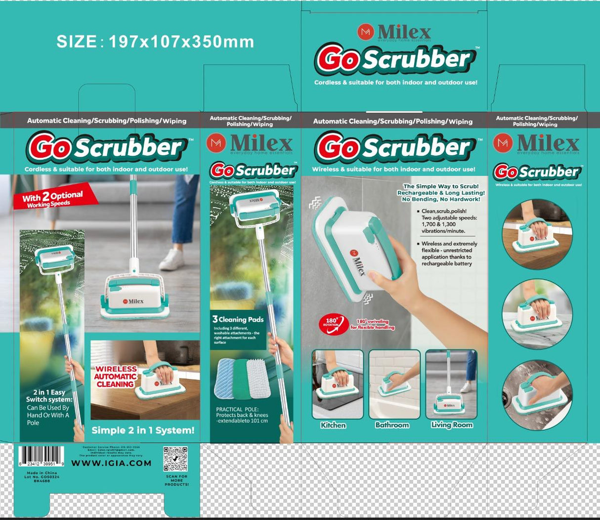 GoScrubber Electric Spin Scrubber – Cordless Cleaning Brush with Extendable Handle